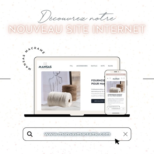 Grande nouvelle... On sort un nouveau site internet 😍

Nous sommes super fiers de vous présenter notre tout nouveau site et nouvelle marque Mansas Macramé 💖

Nous avons voulu créer un véritable cocon d’inspiration et de créativité POUR VOUS. On vous invite à swiper pour découvrir tout ce que vous pourrez retrouver sur ce nouveau site !

Nous sommes impatients de connaître vos avis et de vous voir explorer ce nouvel espace créatif 🌸

Et pour vous remercier de votre fidélité et votre confiance depuis des années, nous vous faisons profiter d’une offre exclusive ! Jusqu’au 30 septembre, profitez de 20% de réduction sur tout le site 😍🎁 C’est l’occasion parfaite de découvrir nos nouveautés et de faire le plein de créativité !

#nouveausite #macramé #punchneedle #crochet #diycrafts #diysupplies #micromacrame #corderiemansas #mansasmacrame